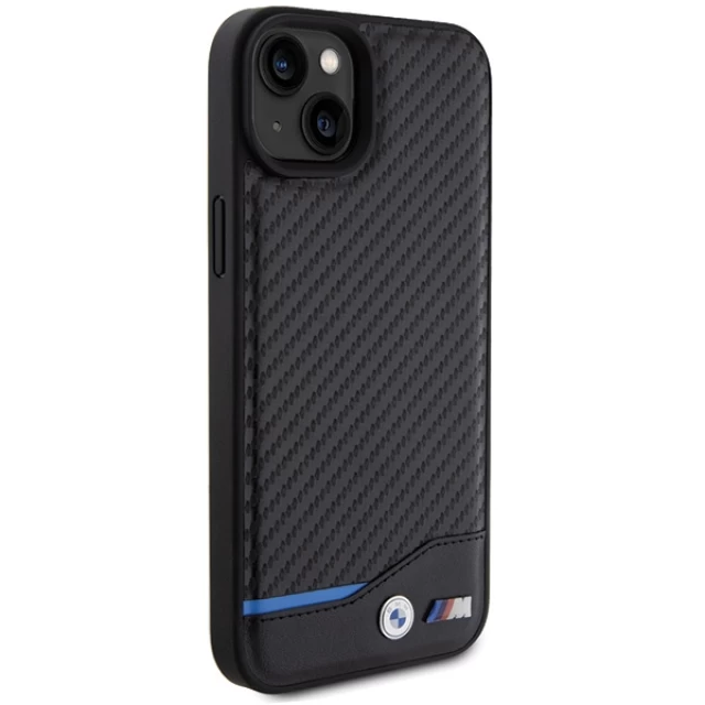 Чохол BMW Leather Carbon для iPhone 15 Plus Black (BMHCP15M22NBCK)