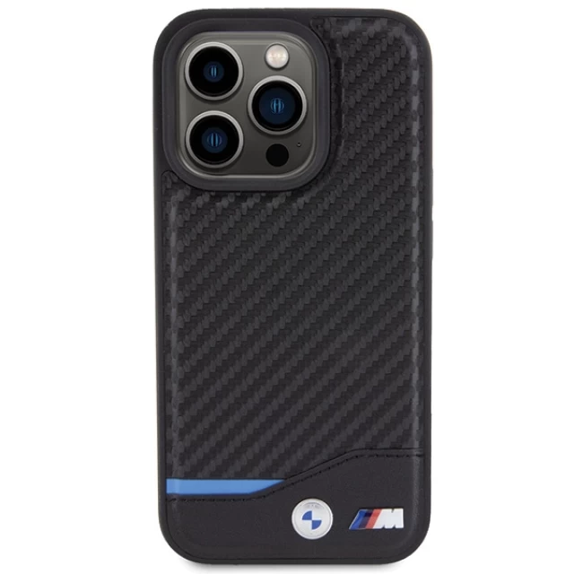 Чехол BMW Leather Carbon для iPhone 15 Pro Black (BMHCP15L22NBCK)