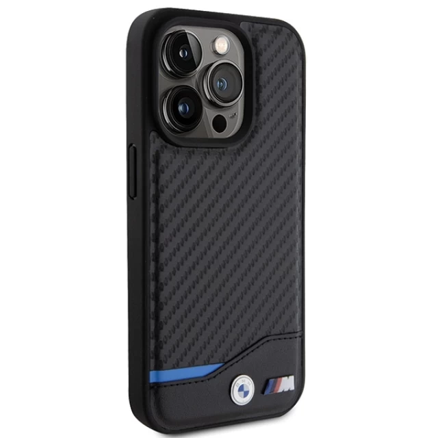 Чехол BMW Leather Carbon для iPhone 15 Pro Black (BMHCP15L22NBCK)