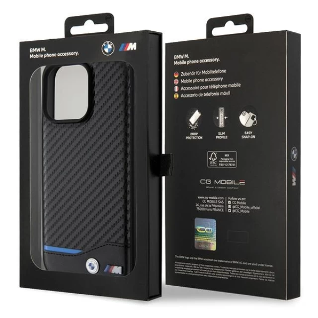 Чохол BMW Leather Carbon для iPhone 15 Pro Max Black (BMHCP15X22NBCK)