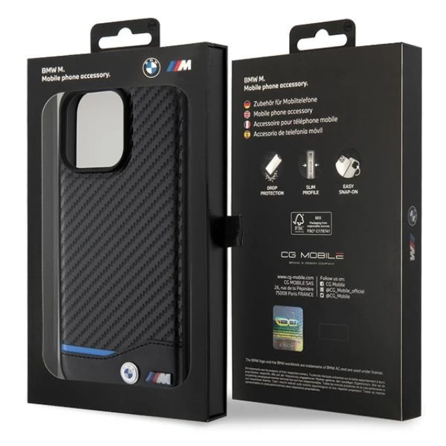 Чехол BMW Leather Carbon для iPhone 15 Pro Max Black (BMHCP15X22NBCK)