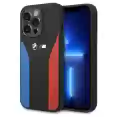 Чехол BMW Silicone Blue and Red Stripes M Collection для iPhone 15 Pro Max Black (BMHCP15X22SCSK)
