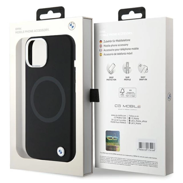 Чохол BMW Signature Liquid Silicone для iPhone 15 Plus Black with MagSafe (BMHMP15MSILBK2)