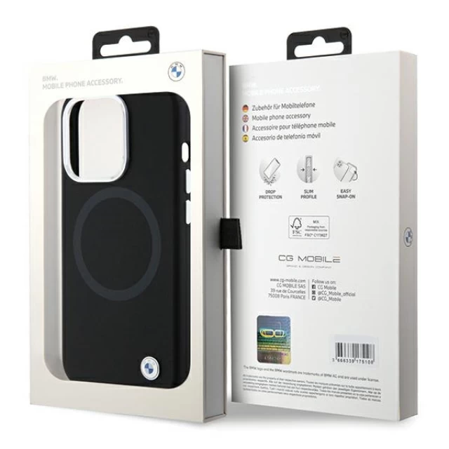 Чехол BMW Signature Liquid Silicone для iPhone 15 Pro Black with MagSafe (BMHMP15LSILBK2)