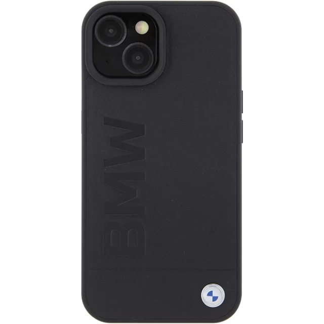 Чехол BMW Leather Hot Stamp для iPhone 15 Plus Black with MagSafe (BMHMP15MSLLBK)