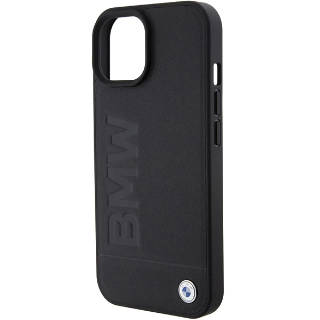 Чохол BMW Leather Hot Stamp для iPhone 15 Plus Black with MagSafe (BMHMP15MSLLBK)