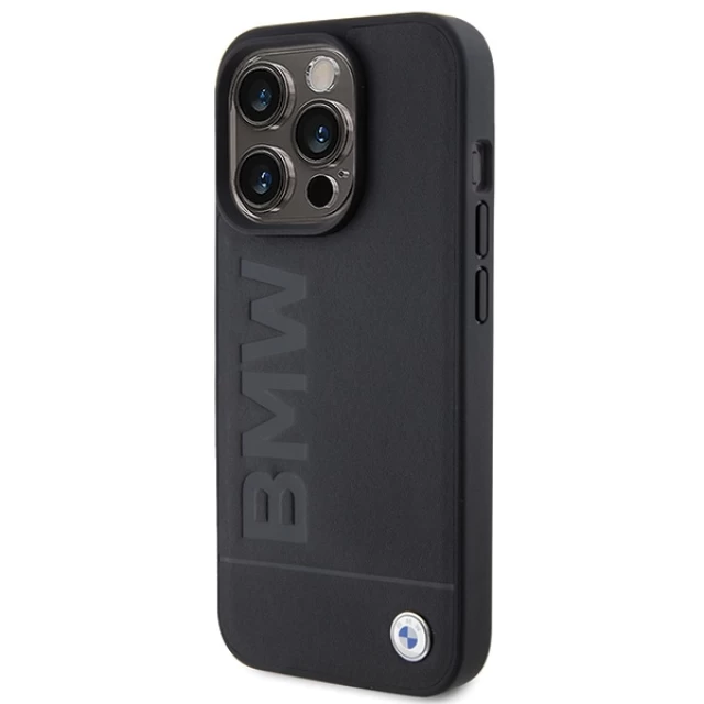 Чехол BMW Leather Hot Stamp для iPhone 15 Pro Black with MagSafe (BMHMP15LSLLBK)