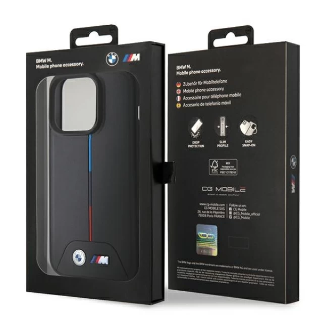 Чехол BMW Quilted Tricolor для iPhone 15 Pro Black with MagSafe (BMHMP15L22PVTK)