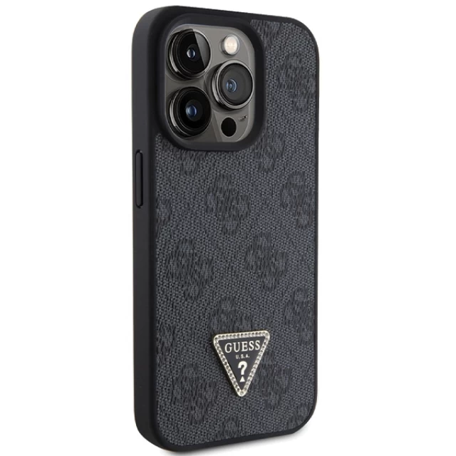 Чехол Guess Leather 4G Diamond Triangle для iPhone 15 Pro Black (GUHCP15LP4TDPK)