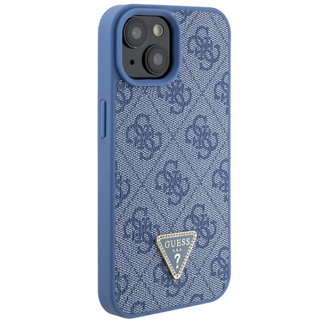 Чохол Guess Leather 4G Triangle Strass для iPhone 15 Blue (GUHCP15SP4TDPB)