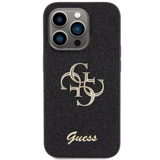 Чехол Guess Glitter Script Big 4G для iPhone 15 Pro Max Black (GUHCP15XHG4SGK)