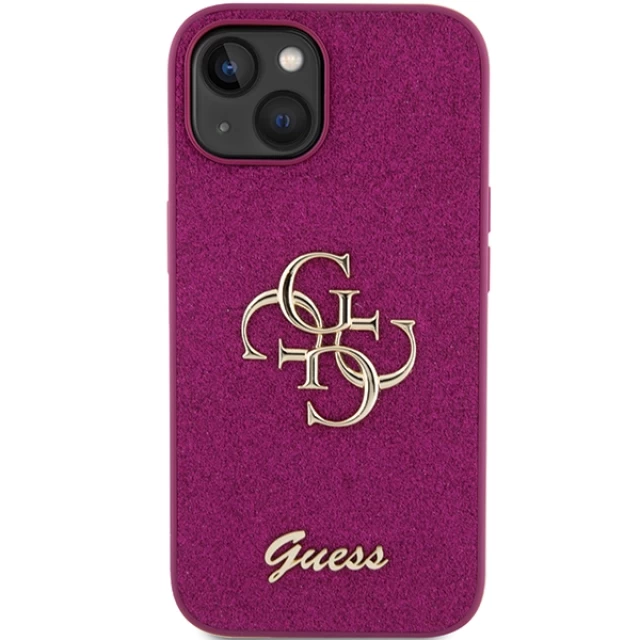 Чохол Guess Glitter Script Big 4G для iPhone 15 Purple (GUHCP15SHG4SGU)