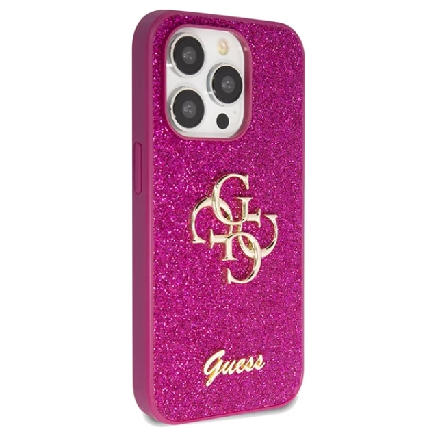 Чехол Guess Glitter Script Big 4G для iPhone 15 Pro Max Purple (GUHCP15XHG4SGU)