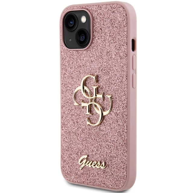 Чохол Guess Glitter Script Big 4G для iPhone 15 Pink (GUHCP15SHG4SGP)