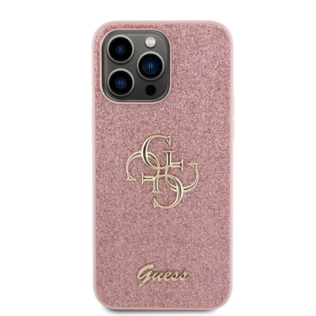 Чохол Guess Glitter Script Big 4G для iPhone 15 Pro Pink (GUHCP15LHG4SGP)