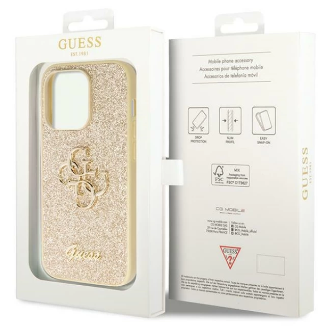 Чохол Guess Glitter Script Big 4G для iPhone 14 Pro Max Gold (GUHCP14XHG4SGD)