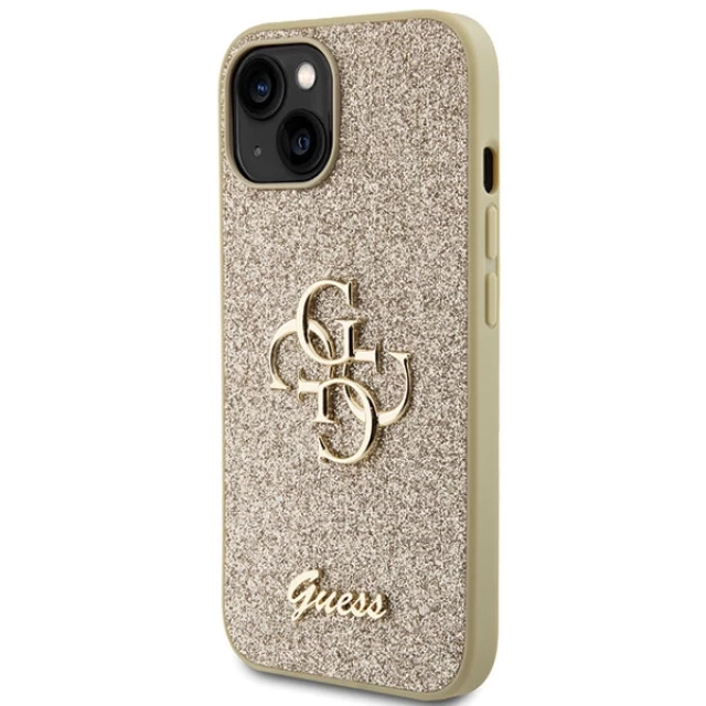 Чохол Guess Glitter Script Big 4G для iPhone 15 Gold (GUHCP15SHG4SGD)