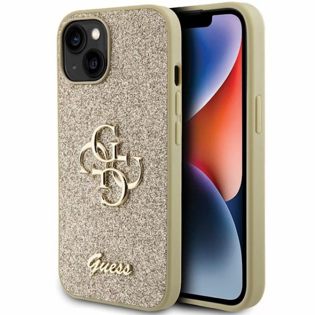 Чехол Guess Glitter Script Big 4G для iPhone 15 Plus Gold (GUHCP15MHG4SGD)