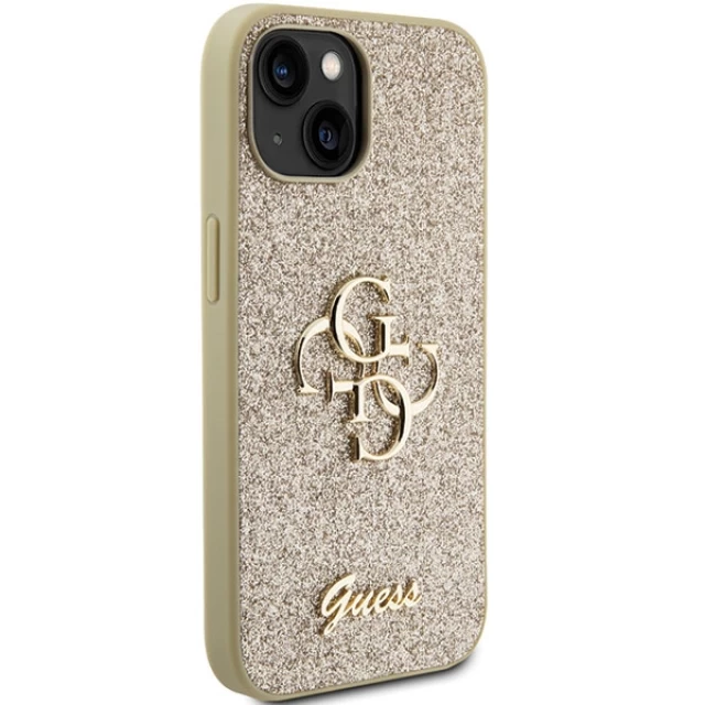 Чохол Guess Glitter Script Big 4G для iPhone 15 Plus Gold (GUHCP15MHG4SGD)