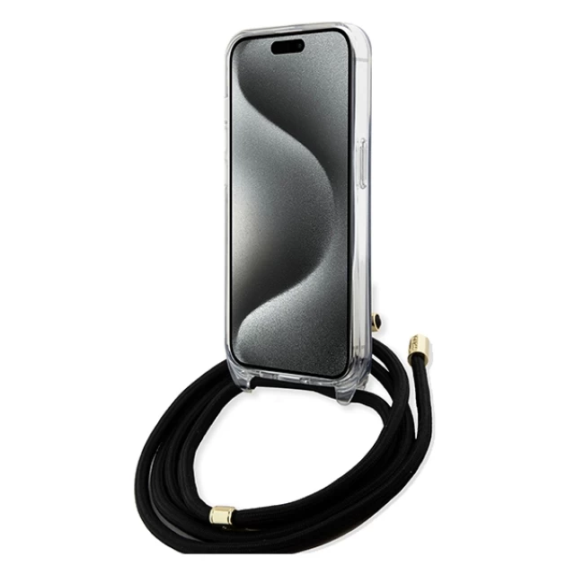 Чехол Guess Crossbody Cord 4G Print для iPhone 15 Pro Black (GUHCP15LHC4SEK)