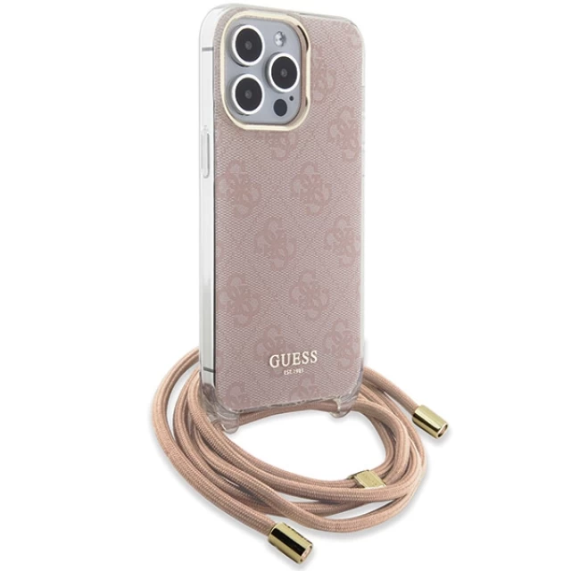 Чохол Guess Crossbody Cord 4G Print для iPhone 15 Pro Pink (GUHCP15LHC4SEP)