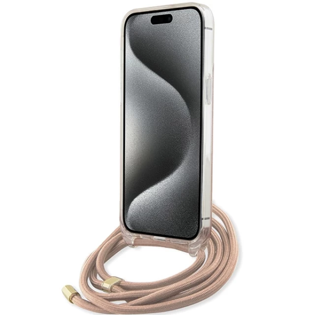 Чехол Guess Crossbody Cord 4G Print для iPhone 15 Pro Max Pink (GUHCP15XHC4SEP)