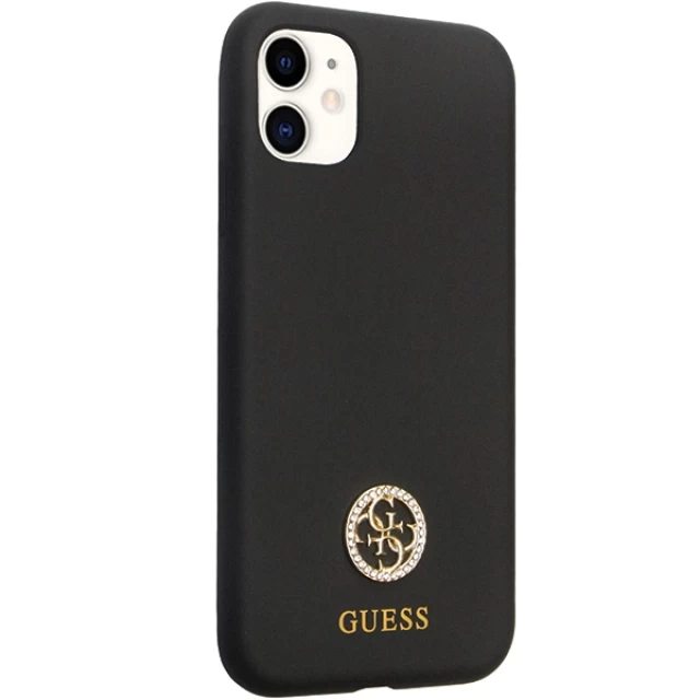Чехол Guess Silicone Logo Strass 4G для iPhone 11 | XR Black (GUHCN614DGPK)