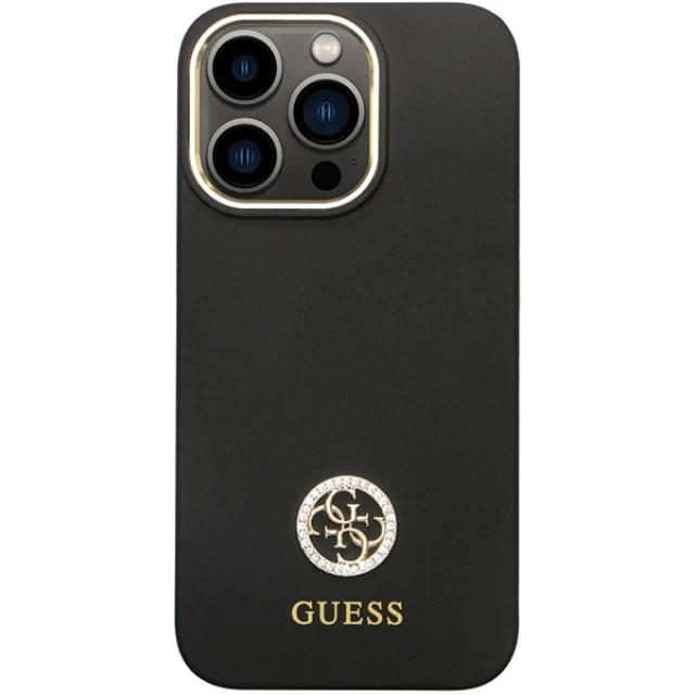 Чехол Guess Silicone Logo Strass 4G для iPhone 13 Pro Black (GUHCP13LM4DGPK)