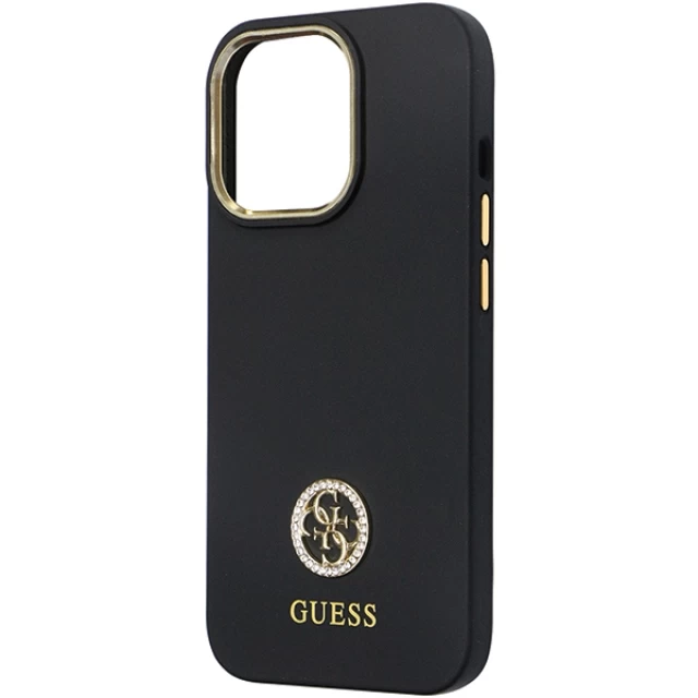 Чохол Guess Silicone Logo Strass 4G для iPhone 13 Pro Black (GUHCP13LM4DGPK)