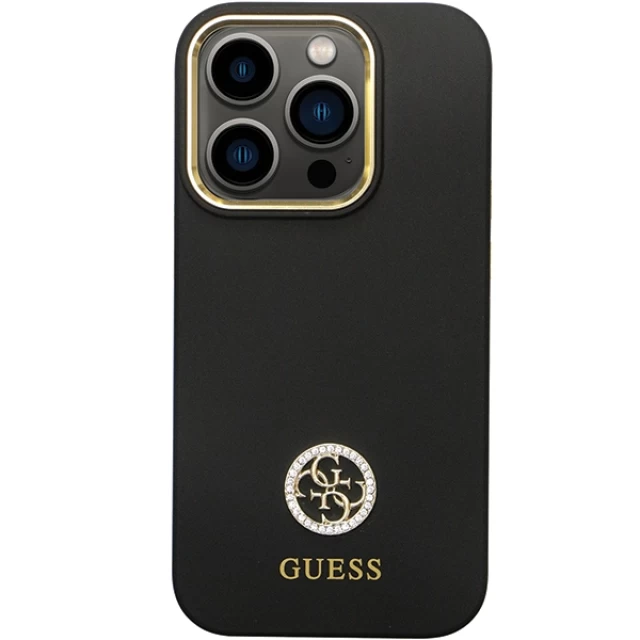 Чехол Guess Silicone Logo Strass 4G для iPhone 14 Pro Max Black (GUHCP14XM4DGPK)
