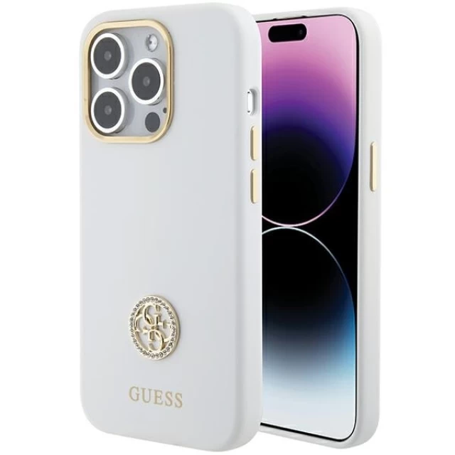 Чохол Guess Silicone Logo Strass 4G для iPhone 15 Pro White (GUHCP15LM4DGPH)