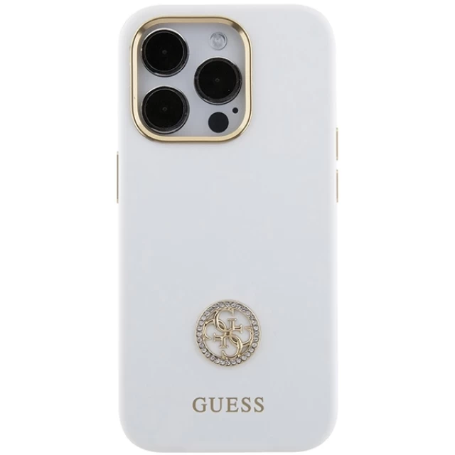 Чохол Guess Silicone Logo Strass 4G для iPhone 15 Pro White (GUHCP15LM4DGPH)