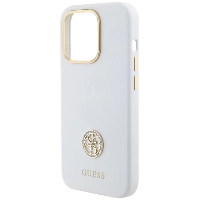 Чехол Guess Silicone Logo Strass 4G для iPhone 15 Pro White (GUHCP15LM4DGPH)