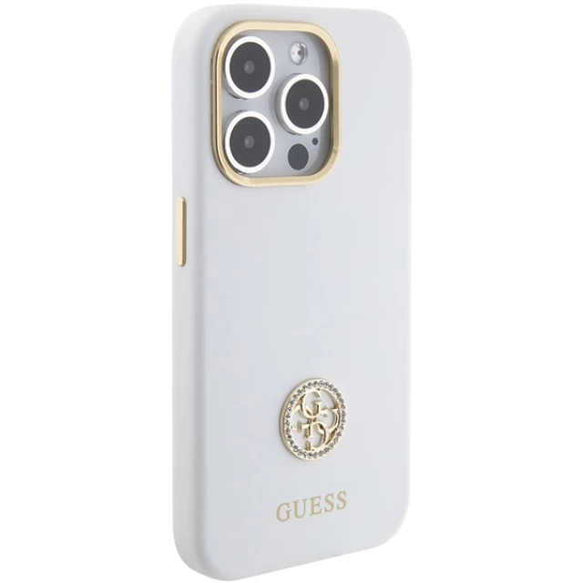 Чохол Guess Silicone Logo Strass 4G для iPhone 15 Pro Max White (GUHCP15XM4DGPH)