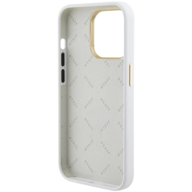 Чохол Guess Silicone Logo Strass 4G для iPhone 15 Pro Max White (GUHCP15XM4DGPH)