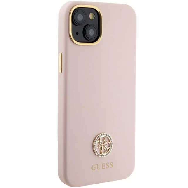 Чохол Guess Silicone Logo Strass 4G для iPhone 15 Pink (GUHCP15SM4DGPP)