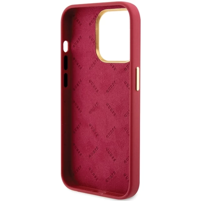 Чохол Guess Silicone Script Metal Logo & Frame для iPhone 15 Pro Max Magenta (GUHCP15XSMBSLM)