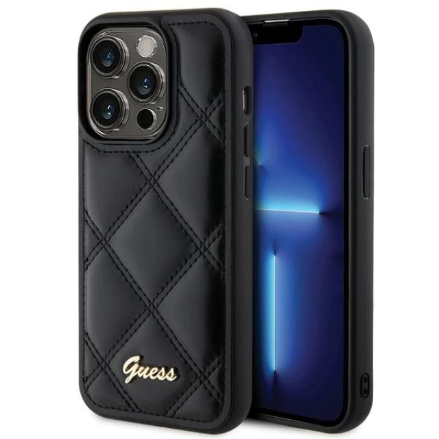 Чехол Guess Quilted Metal Logo для iPhone 15 Pro Max Black (GUHCP15XPSQSQSK)