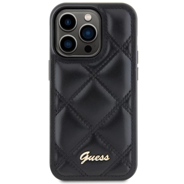 Чехол Guess Quilted Metal Logo для iPhone 15 Pro Max Black (GUHCP15XPSQSQSK)