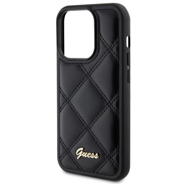 Чехол Guess Quilted Metal Logo для iPhone 15 Pro Max Black (GUHCP15XPSQSQSK)