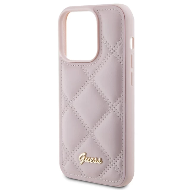 Чехол Guess Quilted Metal Logo для iPhone 15 Pro Pink (GUHCP15LPSQSQSP)