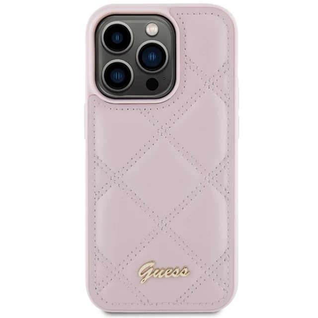 Чохол Guess Quilted Metal Logo для iPhone 15 Pro Max Pink (GUHCP15XPSQSQSP)