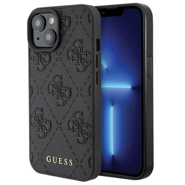 Чохол Guess Leather 4G Stamped для iPhone 15 Black (GUHCP15SP4EPMK)