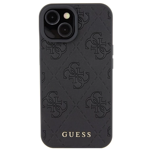 Чохол Guess Leather 4G Stamped для iPhone 15 Black (GUHCP15SP4EPMK)