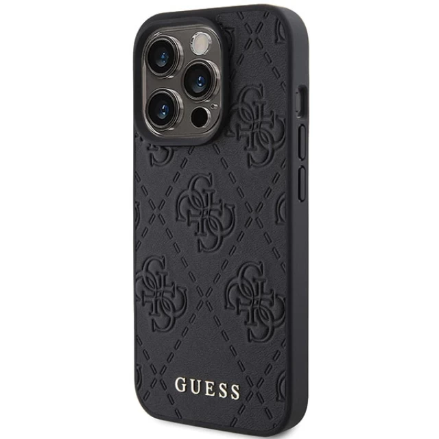 Чехол Guess Leather 4G Stamped для iPhone 15 Pro Max Black (GUHCP15XP4EPMK)
