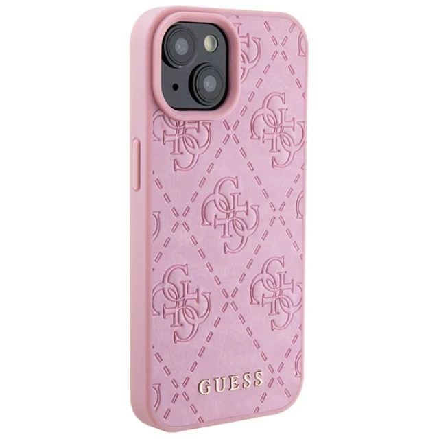 Чохол Guess Leather 4G Stamped для iPhone 15 Pink (GUHCP15SP4EPMP)