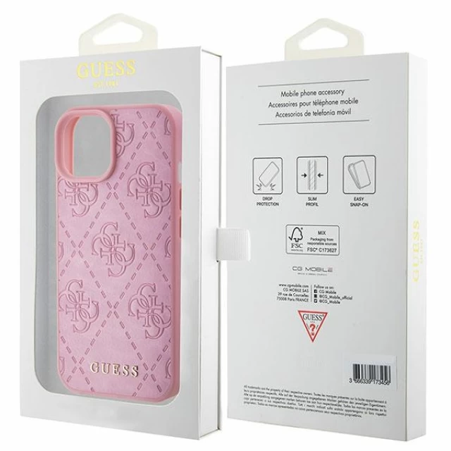 Чохол Guess Leather 4G Stamped для iPhone 15 Pink (GUHCP15SP4EPMP)