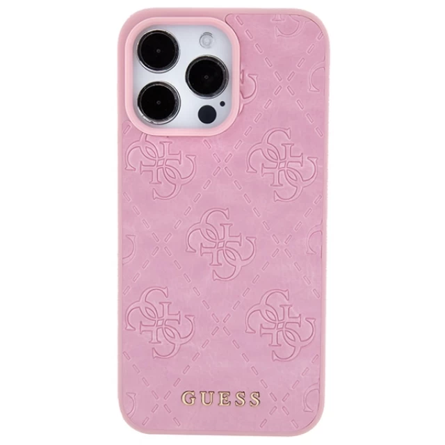Чохол Guess Leather 4G Stamped для iPhone 15 Pro Pink (GUHCP15LP4EPMP)