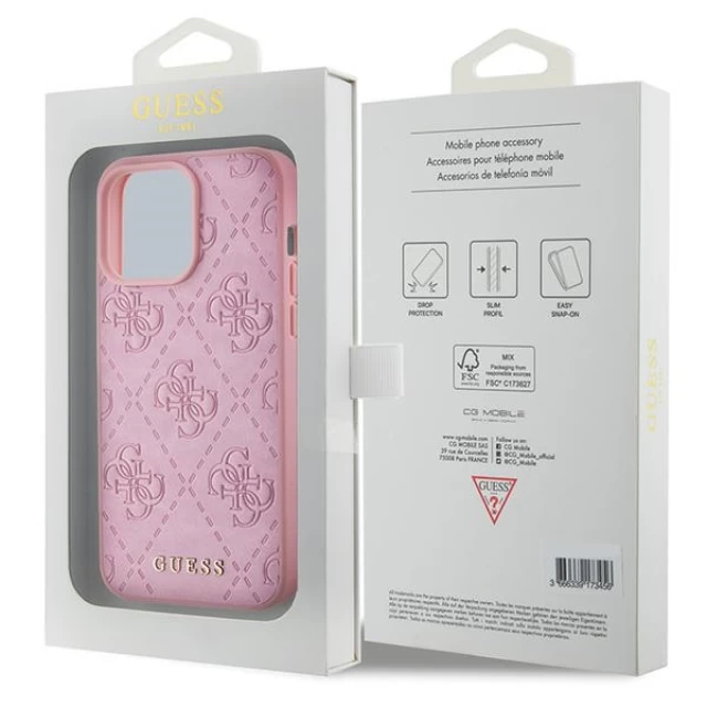 Чохол Guess Leather 4G Stamped для iPhone 15 Pro Pink (GUHCP15LP4EPMP)