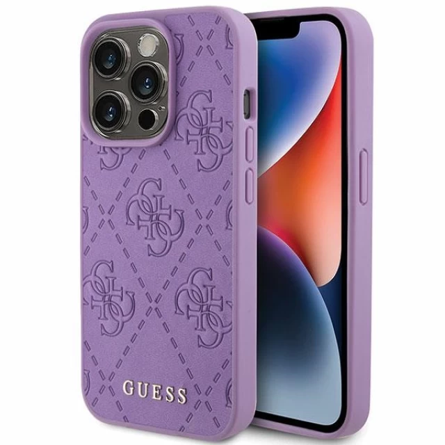 Чехол Guess Leather 4G Stamped для iPhone 15 Pro Light Purple (GUHCP15LP4EPMU)